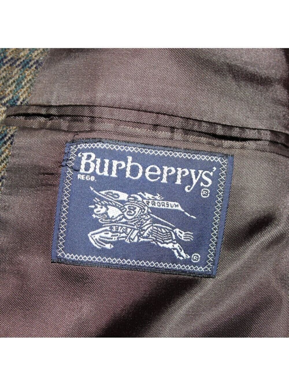 Burberrys Mens Vintage Sport Coat Wool Green Navy Houndstooth see measurements - Picture 6 of 14